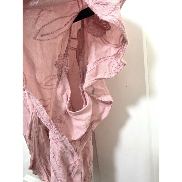 ASTR The Label Pink Embroidered Ruffle Wrap Top With Elastic Waist Womens Size S - Picture 7 of 10
